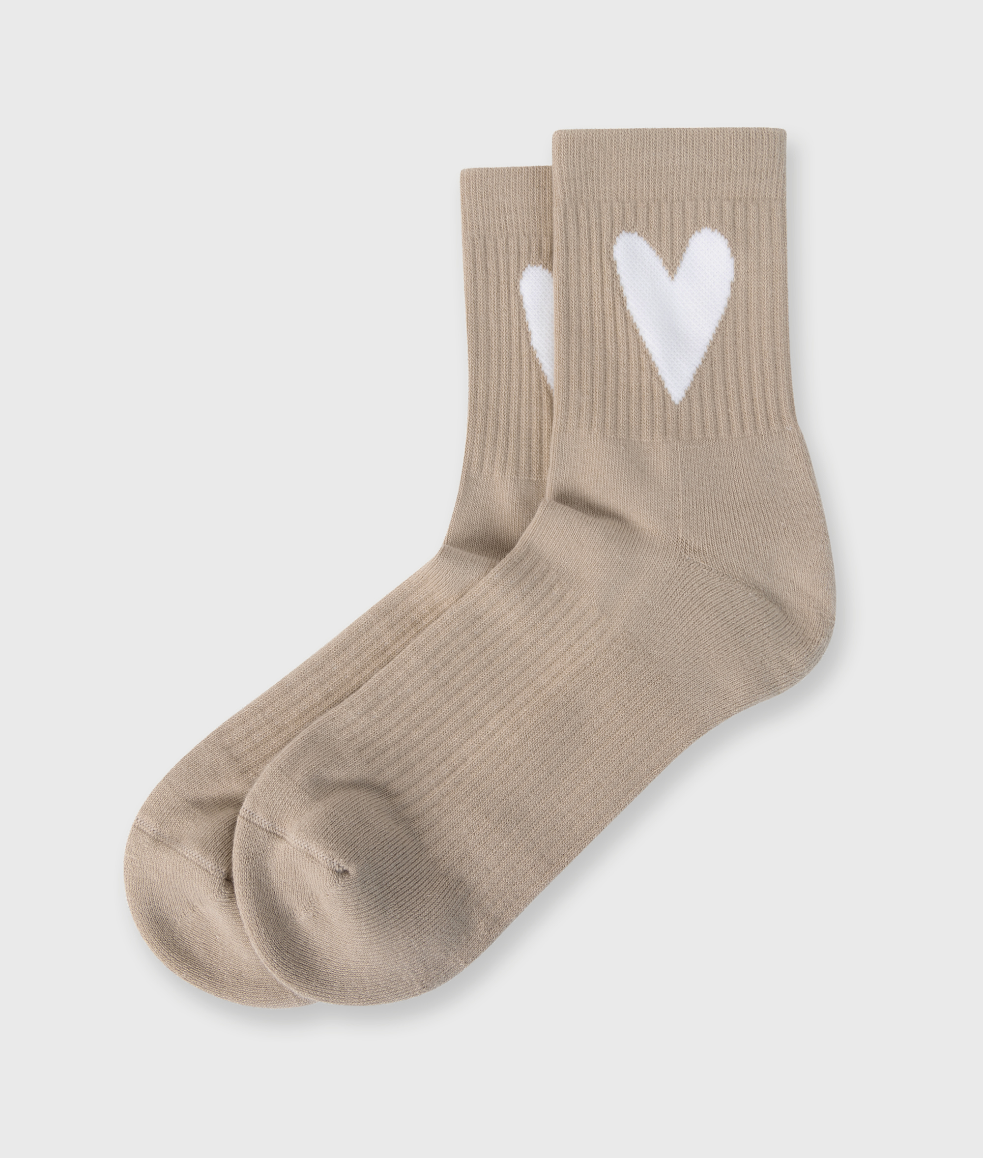 10 Days - Socken beige mit weißem Herz