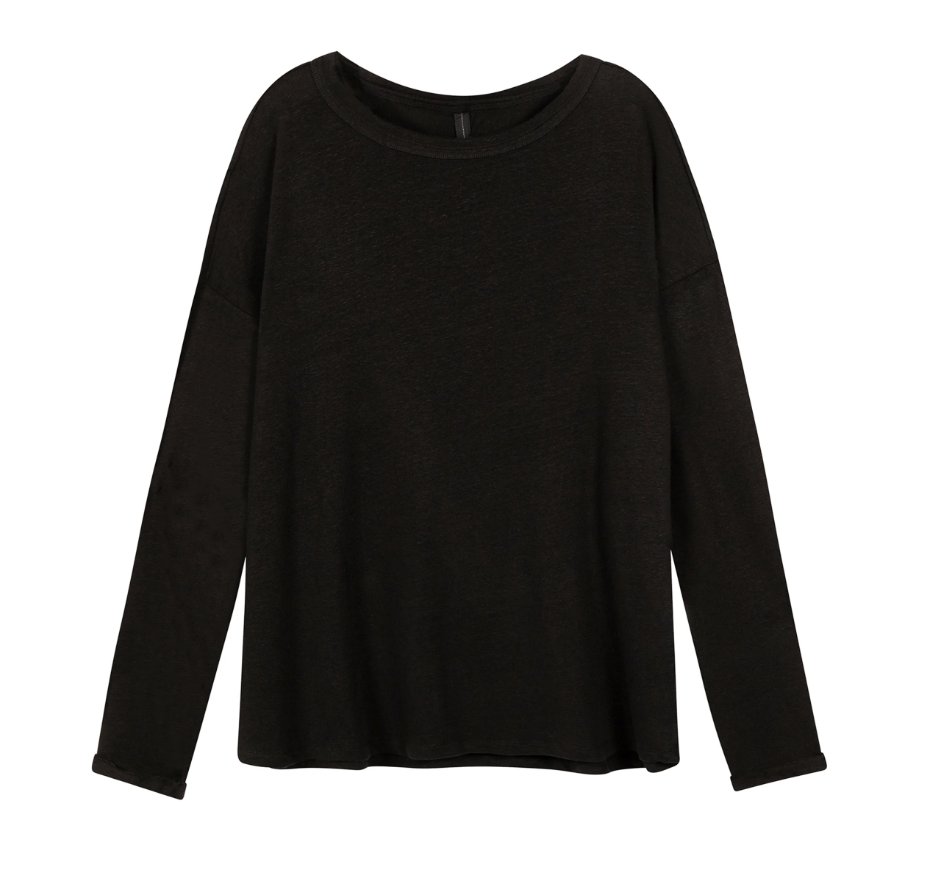 10 Days - Longsleeve aus Leinen schwarz