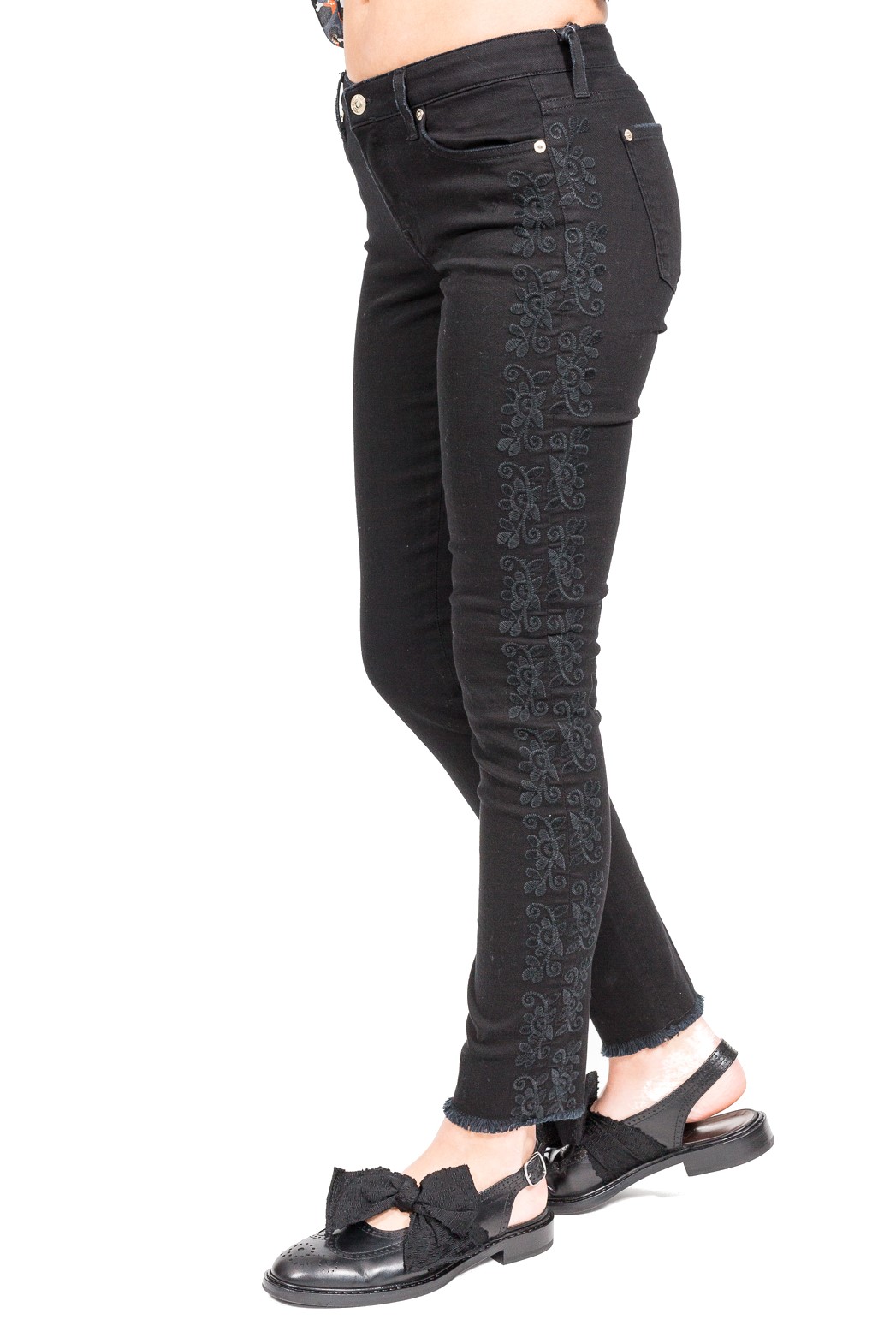 7 For All Mankind - The Skinny Crop Washed Black Laser
