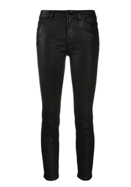 7 For All Mankind - Highwaist Skinny Crop Coated black