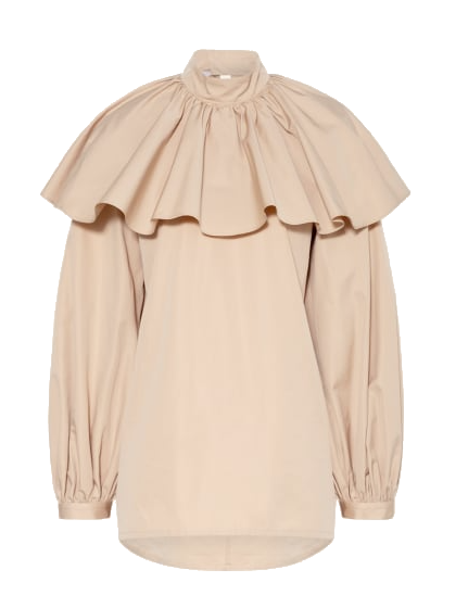 Eva Mann - Bluse mit großem Rüschenkragen beige