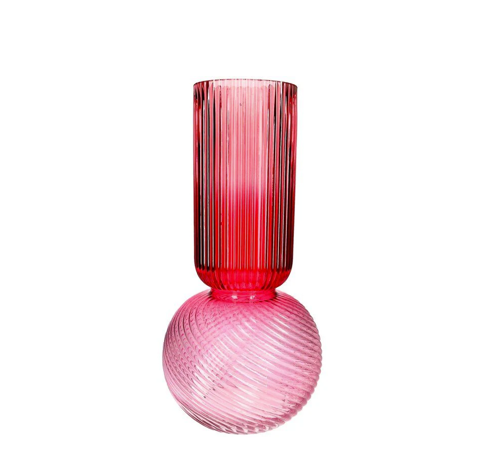 Jacquard Vase runder Boden Farbverlauf rosa/rot