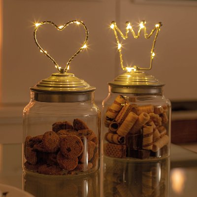 Glas mit Kronendeckel und LED