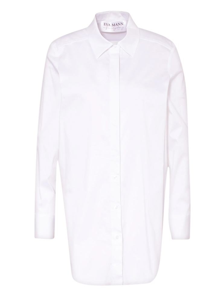 Eva Mann -  Hemdbluse mit abgerundetem Saum