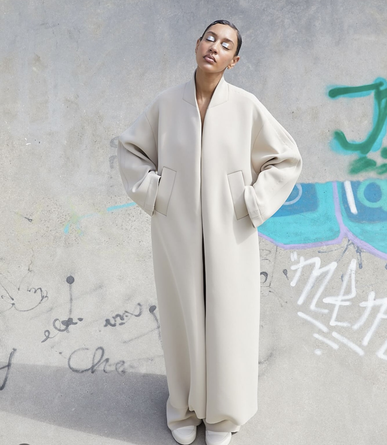 Uli Schneider - Neopren College Mantel beige